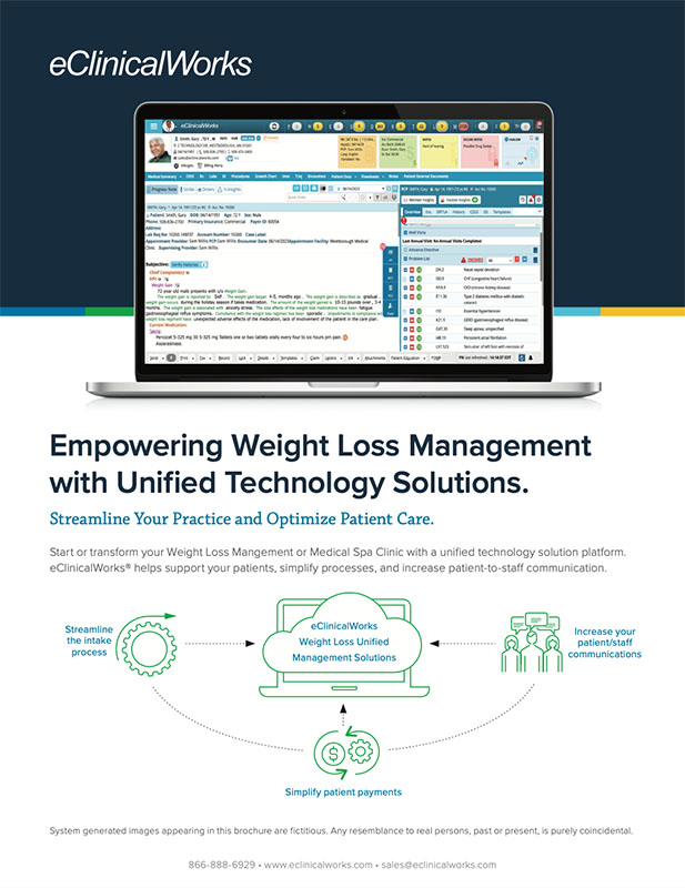 Cover page of Empowering Weight Loss Management with Unified Technology Solutions brochure. Click to download PDF.