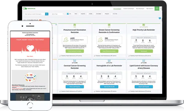 Messenger screenshots on laptop and smartphone