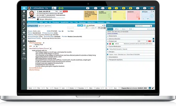eClinicalWorks Progress Note on Laptop