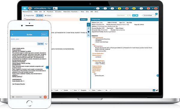 eClinicalWorks Scribe Desktop and mobile graphic